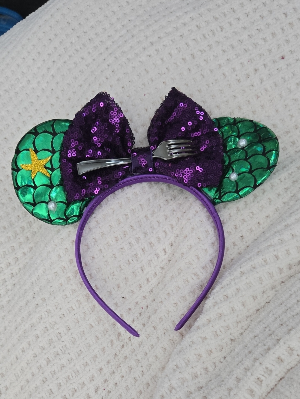 Purple Sequin Bow Mermaid Ear Headband - Little Mermaid